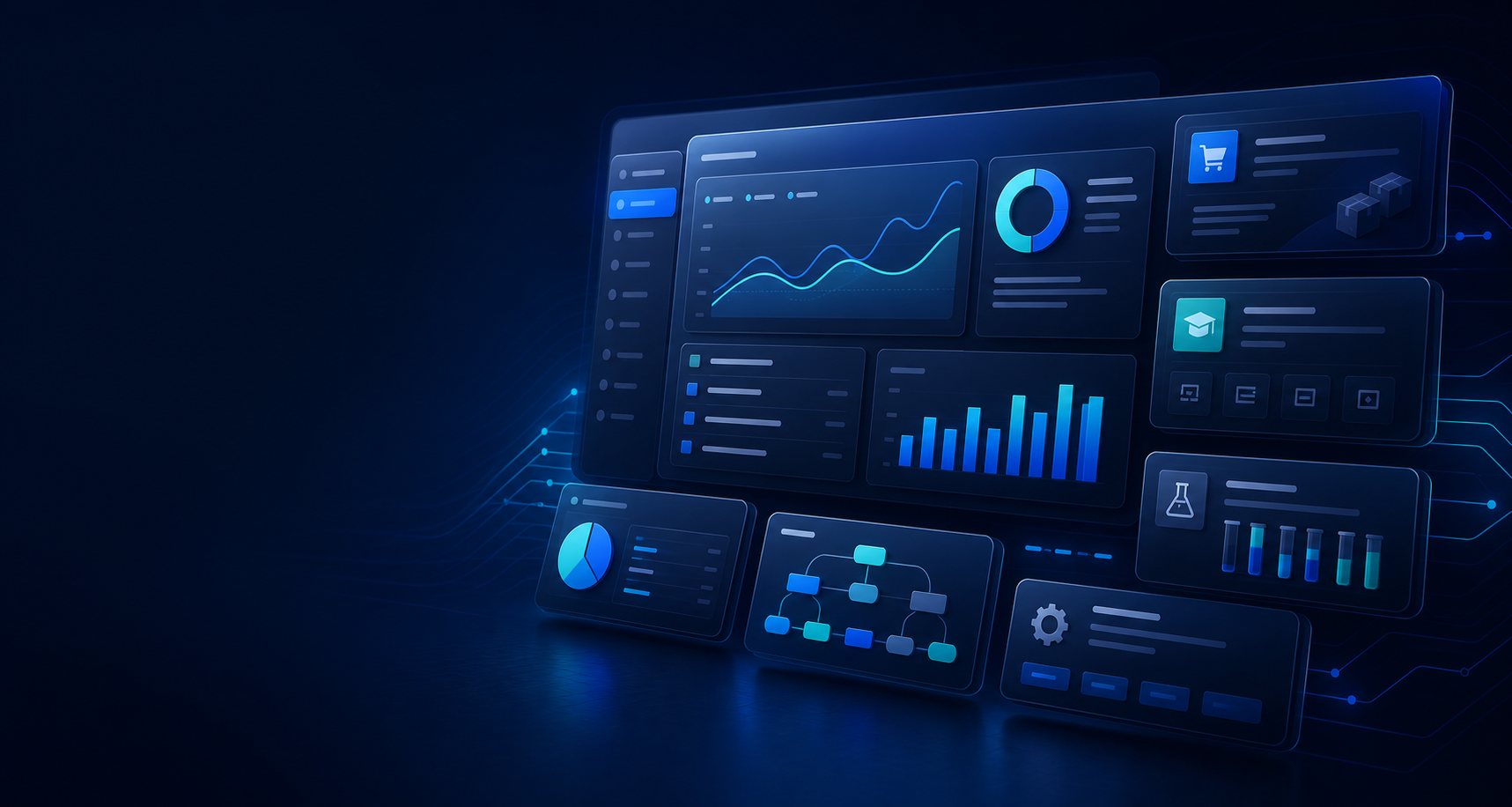 Integrated business software dashboards for sales, inventory, education and laboratory management