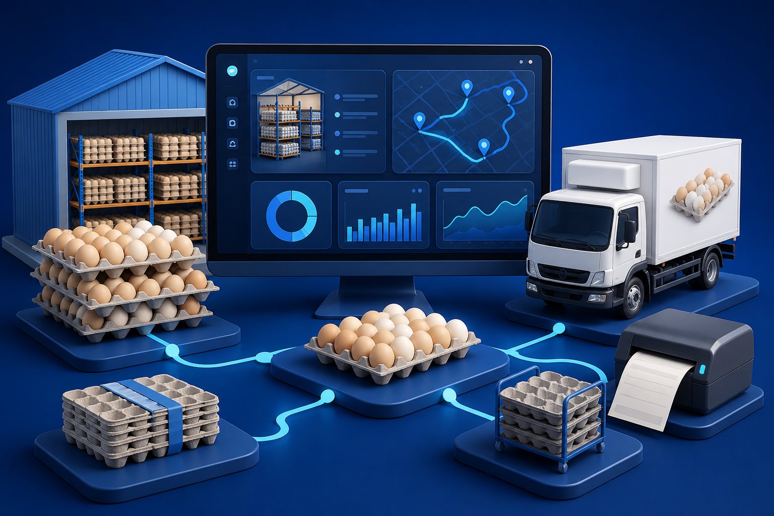 Eggs Distribution Software software interface and business workflow
